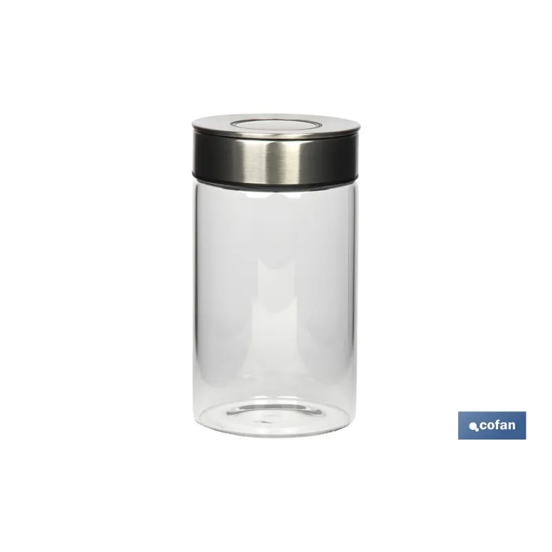 FRASCO BOROSILICATO+ACERO MODELO CICER 1000 ML 18.5 X 10 CM