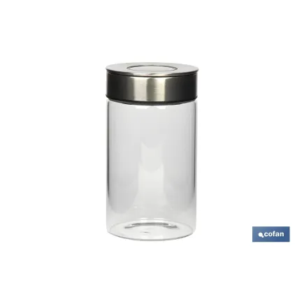 FRASCO BOROSILICATO+ACERO MODELO CICER 1000 ML 18.5 X 10 CM