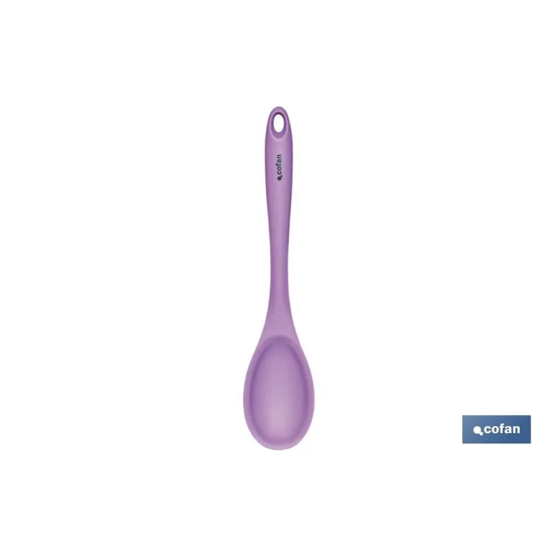 CUCHARA DE COCINA DE SILICONA MORADA MODELO VERGINI 27 X 5,7 CM
