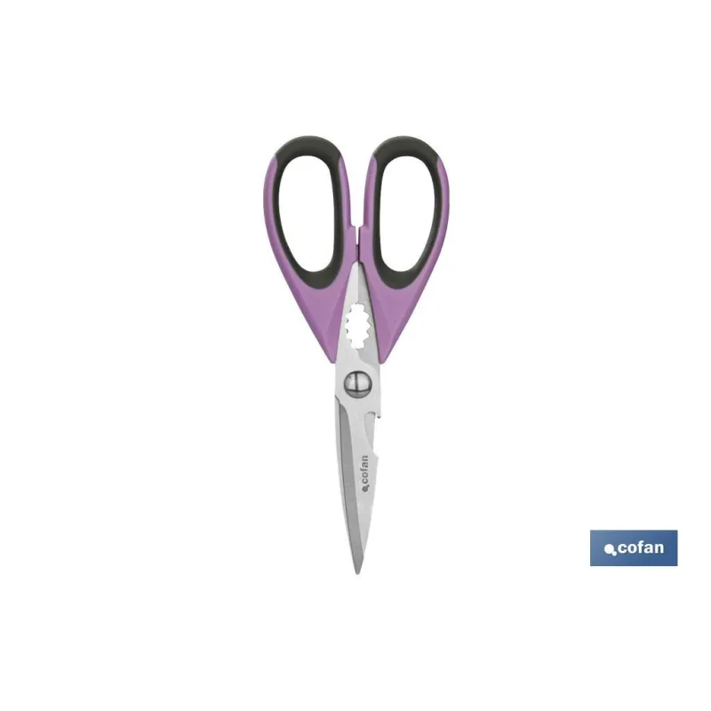 TIJERAS MORADAS DE ACERO INOX. MODELO SENA 22 CM