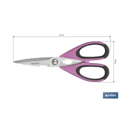 TIJERAS MORADAS DE ACERO INOX. MODELO SENA 22 CM