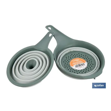 PACK DE EMBUDO Y COLADOR PLEGABLE VERDES