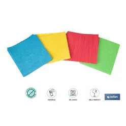 PACK DE 4 BAYETAS DE ALTA CALIDAD AZUL, ROJO, AMARILLO , VERDE 38 X 35 CM