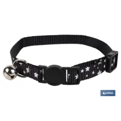 COLLAR CON CASCABEL GATOS NEGRO 1 CM X 32 CM