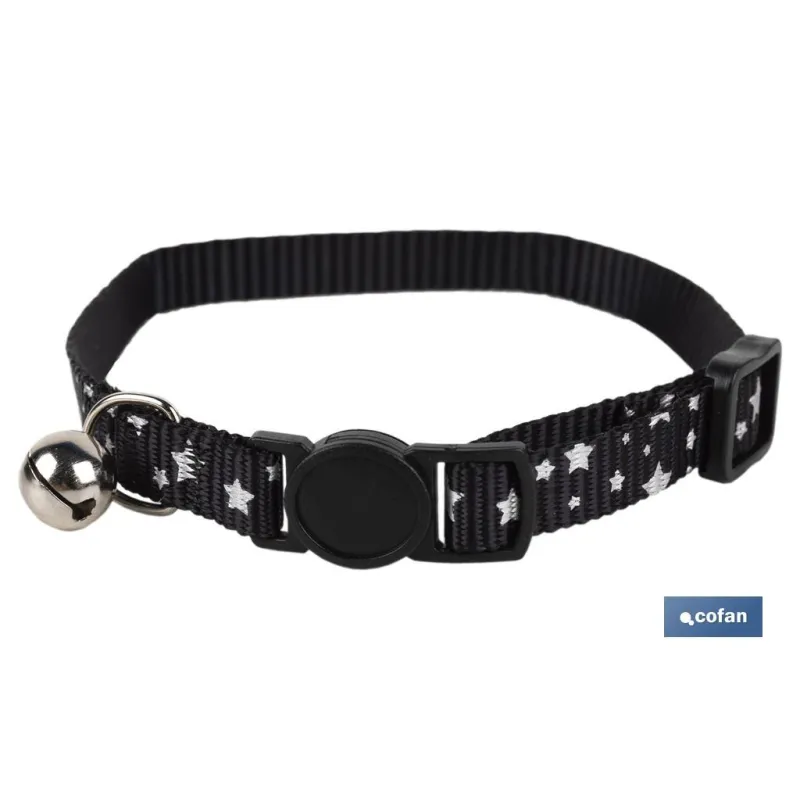 COLLAR CON CASCABEL GATOS NEGRO 1 CM X 32 CM