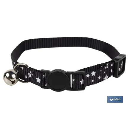 COLLAR CON CASCABEL GATOS NEGRO 1 CM X 32 CM