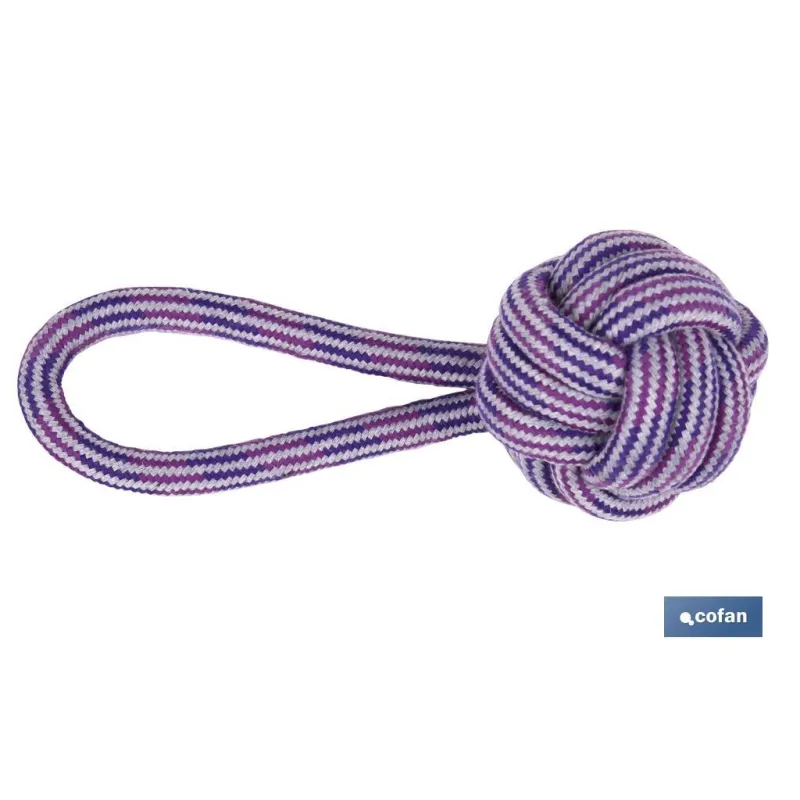 JUGUETE MORDEDOR PERROS BOLA MORADA 10 X 26 CM