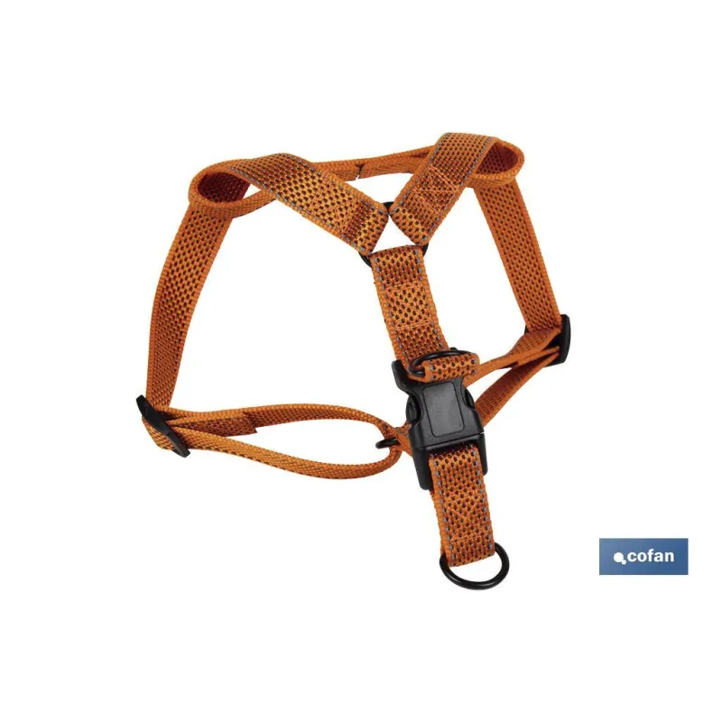 ARNES PARA PERROS REFLECTANTE NARANJA  1,5 X 30-50 CM