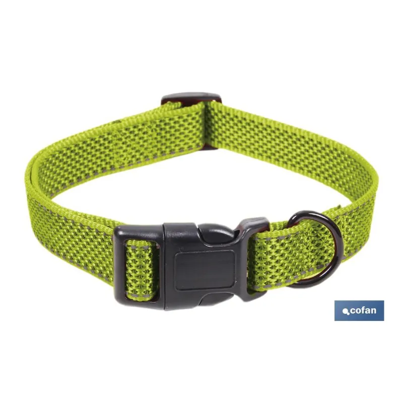 COLLAR PARA PERROS REFLECTANTE VERDE  1,5 X 30-45 CM