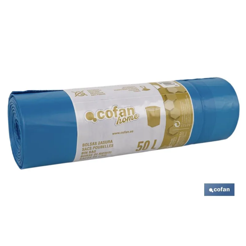 BOLSA DE BASURA  AUTOCIERRE PERFUMADA  70 x70 CM G.120 COLOR AZUL10 UDS 50l