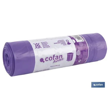 BOLSA DE BASURA AUTOCIERRE PERFUMADA LAVANDA 57 X 57 G.90 COLOR VIOLETA 15 UDS 30l