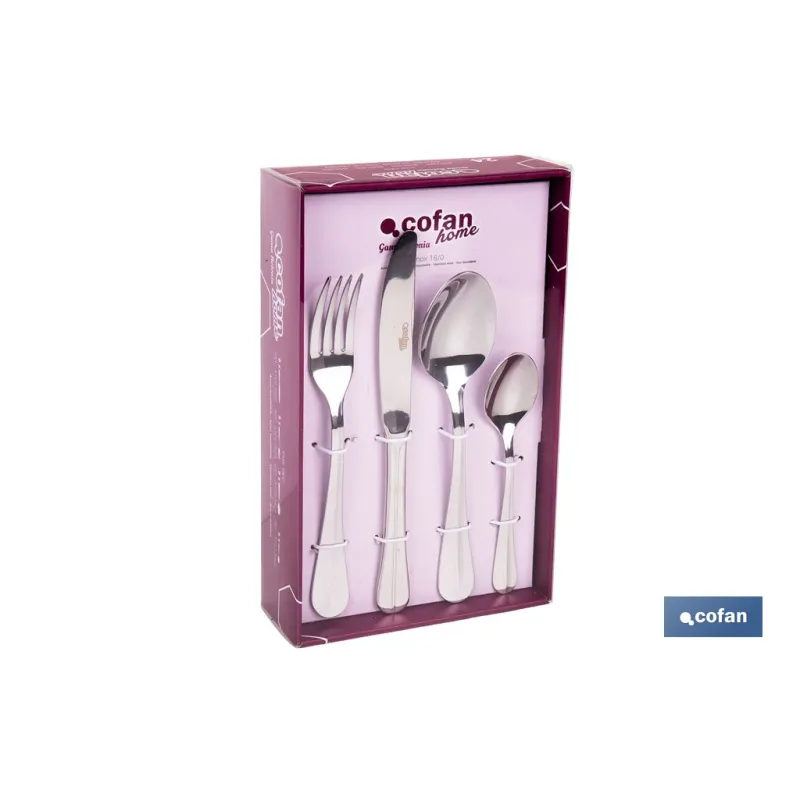 CUBERTERIA INOX MODELO BOLONIA 24 pcs C-18/0 2 mm