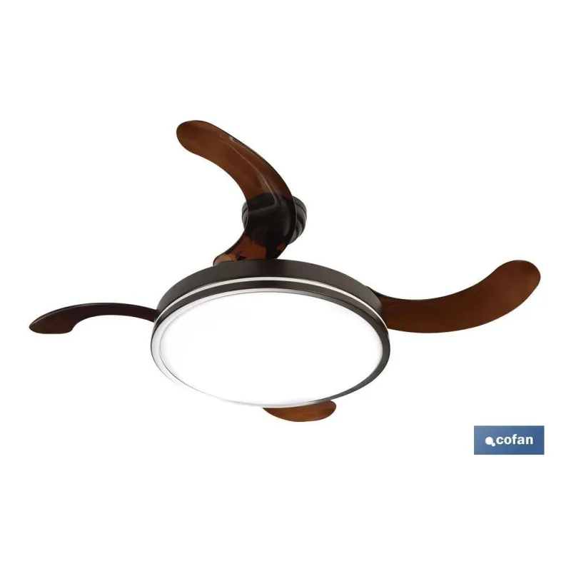 VENTILADOR DE TECHO CON ASPAS DESPLEGABLES Y LUZ LED 106CM 65 W