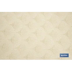MANTEL ANTIMANCHAS RESINADO CONFECCIONADO 1,40 X 2,0 M 50% PES 45% CO 5% LUREX LINEAS DE ORO