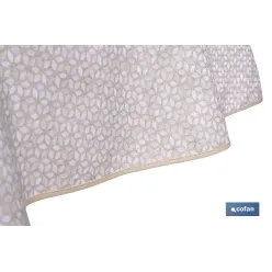 MANTEL REDONDO PÉTALOS ANTIMANCHAS RESINADO JACQUARD CONFECCIONADO 50 % ALGODÓN 50 % POLIÉSTER 1,40 M