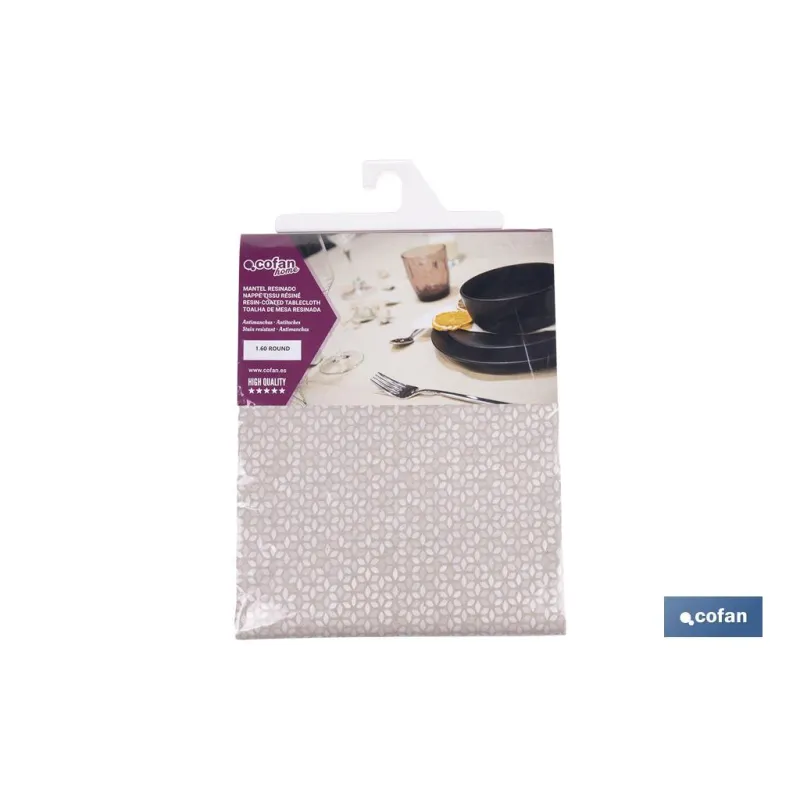 MANTEL REDONDO PÉTALOS ANTIMANCHAS RESINADO JACQUARD CONFECCIONADO 50 % ALGODÓN 50 % POLIÉSTER 1,80 M