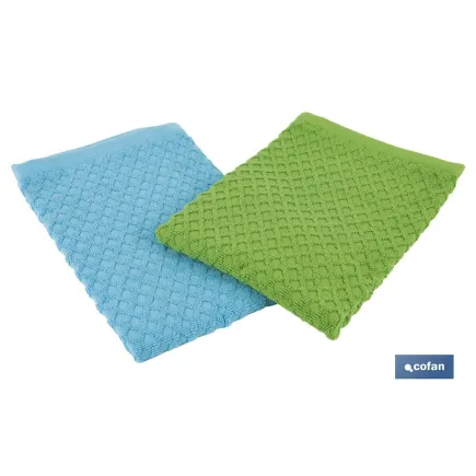 PACK 2 PAÑOS COCINA 50x50 VERDE/AZUL