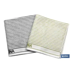 PACK 2 PAÑOS COCINA 50x50 VERDE/NEGRO