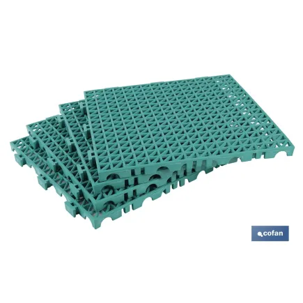 SET DE 4 UDS. LOSETA ALVEOLADA VERDE DE PVC 33 X 33 X 2 CM