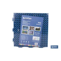 SET DE 4 UDS. LOSETA ALVEOLADA AZUL DE PVC 33 X 33 X 2 CM
