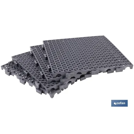 SET DE 4 UDS. LOSETA ALVEOLADA GRIS OSCURO DE PVC 33 X 33 X 2 CM