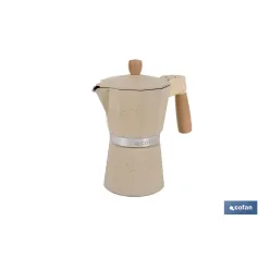CAFETERA ITALIANA DE INDUCCIÓN BEIGE CON GRANITO 6 TAZAS