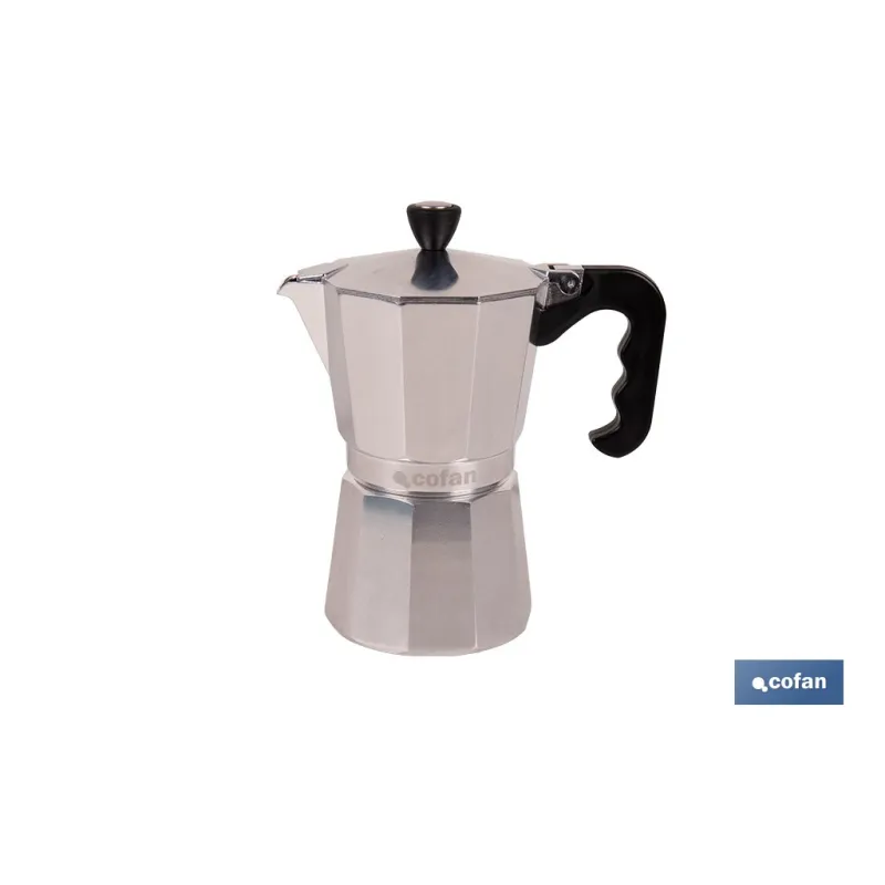CAFETERA ITALIANA DE ALUMINIO PARA INDUCCIÓN 6 TAZAS