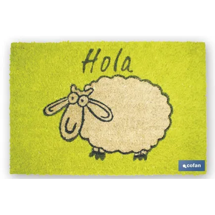 FELPUDO INTERIOR COCO PINTADO 40X60X1.50cm (Oveja Hola)