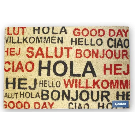 FELPUDO INTERIOR COCO PINTADO 40X60X1.50cm (Hola idiomas)