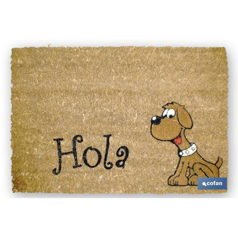 FELPUDO INTERIOR COCO FLOQUEADO 40X60X1.60cm (Perro Hola)