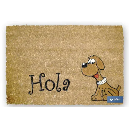 FELPUDO INTERIOR COCO FLOQUEADO 40X60X1.60cm (Perro Hola)