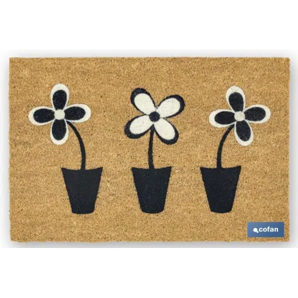 FELPUDO INTERIOR COCO FLOQUEADO 40X60X1.60cm (Flores)