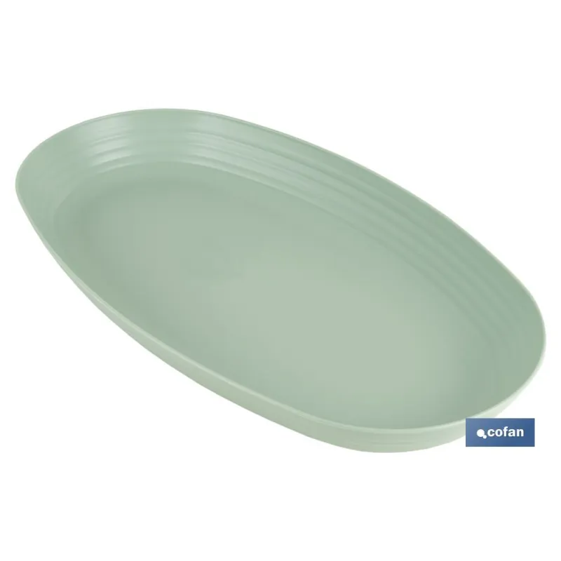 FUENTE OVALADA VERDE AGUA 39 x22x 4,5 cm MODELO NARA 2000ml venta unitaria