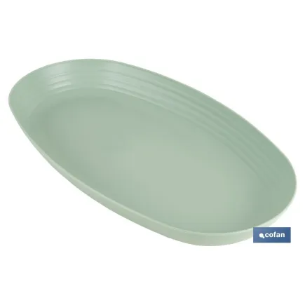 FUENTE OVALADA VERDE AGUA 39 x22x 4,5 cm MODELO NARA 2000ml venta unitaria