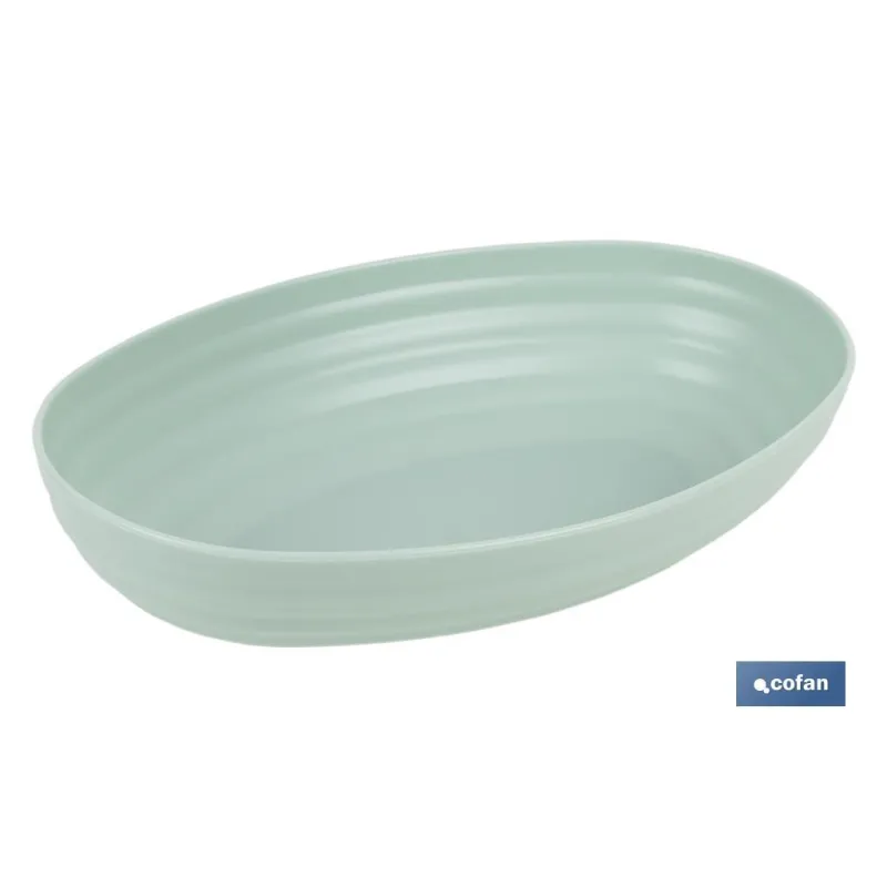 FUENTE OVALADA VERDE AGUA 24X16X5.5cm MODELO NARA 1080ml