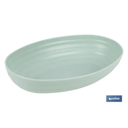 FUENTE OVALADA VERDE AGUA 24X16X5.5cm MODELO NARA 1080ml