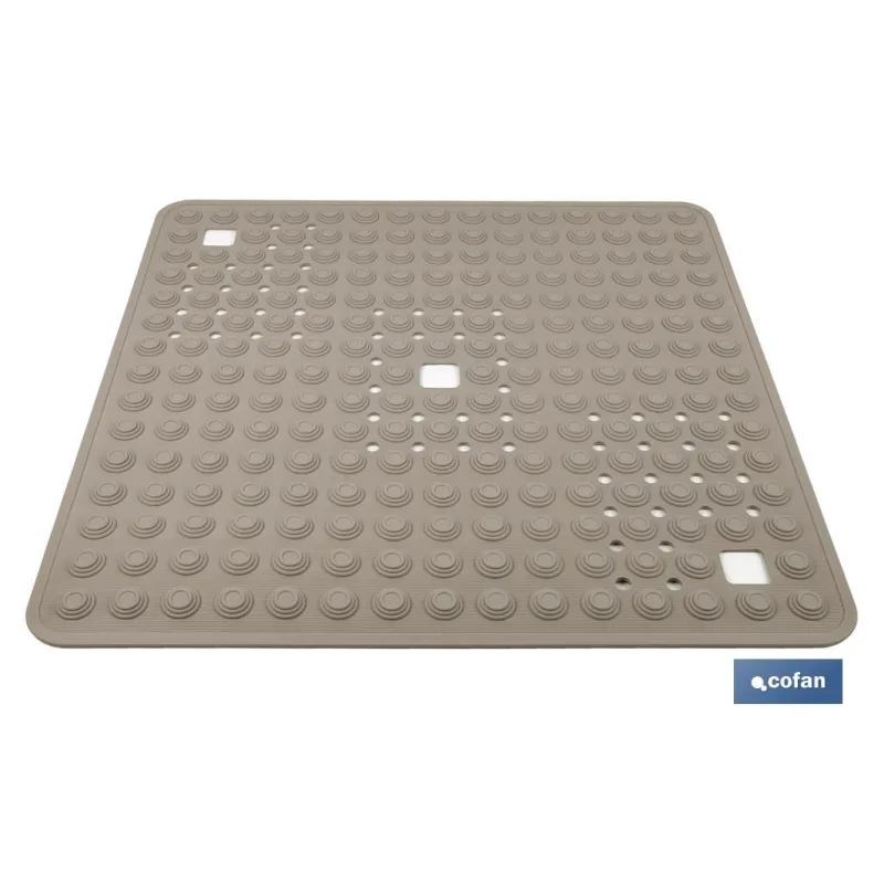 ALFOMBRA PLUS  ANTIDESLIZANTE CON VENTOSAS BAÑERA/ DUCHA BEIS PIEDRA 60 X 60 cm