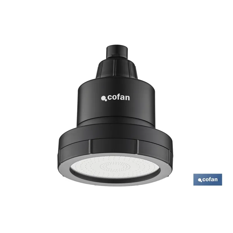 ROCIADOR DE DUCHA CON 15 FILTROS COLOR NEGRO 11,5 X 13,5 CM