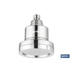 ROCIADOR DE DUCHA CON 15 FILTROS COLOR INOX. 11,5 X 13,5 CM