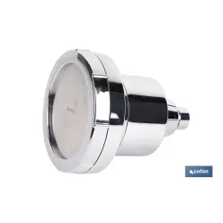 ROCIADOR DE DUCHA CON 15 FILTROS COLOR INOX. 11,5 X 13,5 CM
