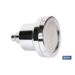 ROCIADOR DE DUCHA CON 15 FILTROS COLOR INOX. 11,5 X 13,5 CM