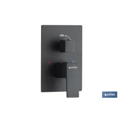 CONJUNTO DE DUCHA EMPOTRADA MONOMANDO CUADRADA NEGRO MATE