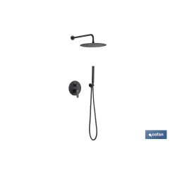 CONJUNTO DE DUCHA EMPOTRADA MONOMANDO REDONDA NEGRO MATE