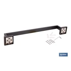 TOALLERO NEGRO MATE DE ACERO CON DISEÑO CUADRADO GAMA FAIAL 45 X 8 X 5,5 CM