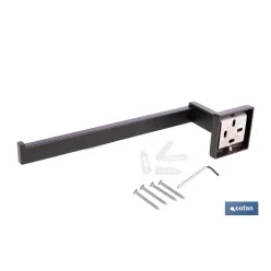 TOALLERO NEGRO MATE DE ACERO CON DISEÑO CUADRADO GAMA FAIAL 27 X 8 X 5,5 CM