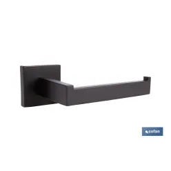 PORTARROLLOS/TOALLERO NEGRO MATE DE ACERO CON DISEÑO CUADRADO GAMA FAIAL 16 X 8 X 5,5 CM