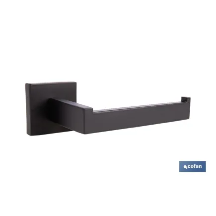 PORTARROLLOS/TOALLERO NEGRO MATE DE ACERO CON DISEÑO CUADRADO GAMA FAIAL 16 X 8 X 5,5 CM