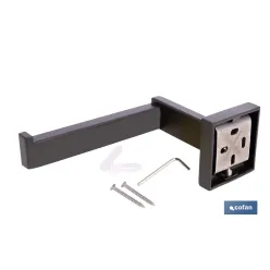 PORTARROLLOS/TOALLERO NEGRO MATE DE ACERO CON DISEÑO CUADRADO GAMA FAIAL 16 X 8 X 5,5 CM