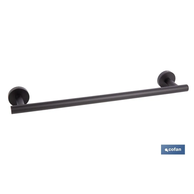 TOALLERO NEGRO MATE DE ACERO CON DISEÑO REDONDO GAMA RIBEIRA 45 X 8 X 5 CM