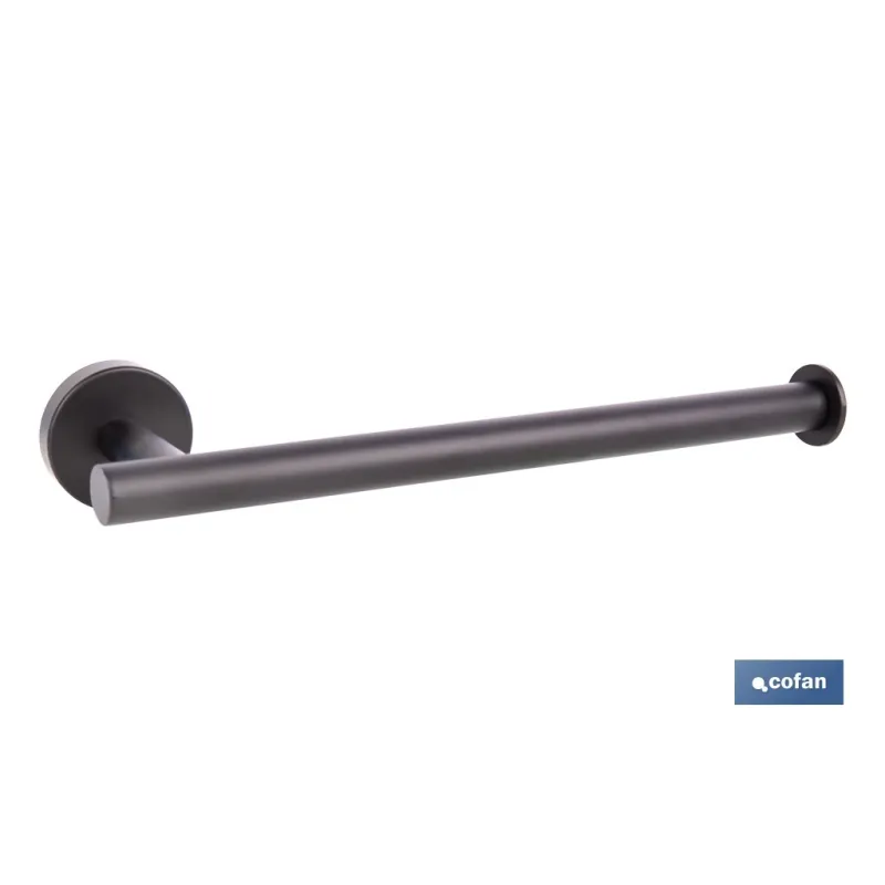 TOALLERO NEGRO MATE DE ACERO CON DISEÑO REDONDO GAMA RIBEIRA 28 X 8 X 5 CM